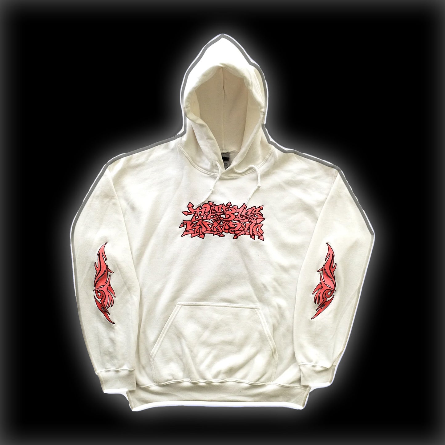 TBK DRAGON HOODIE - WHITE/GRAPEFRUIT