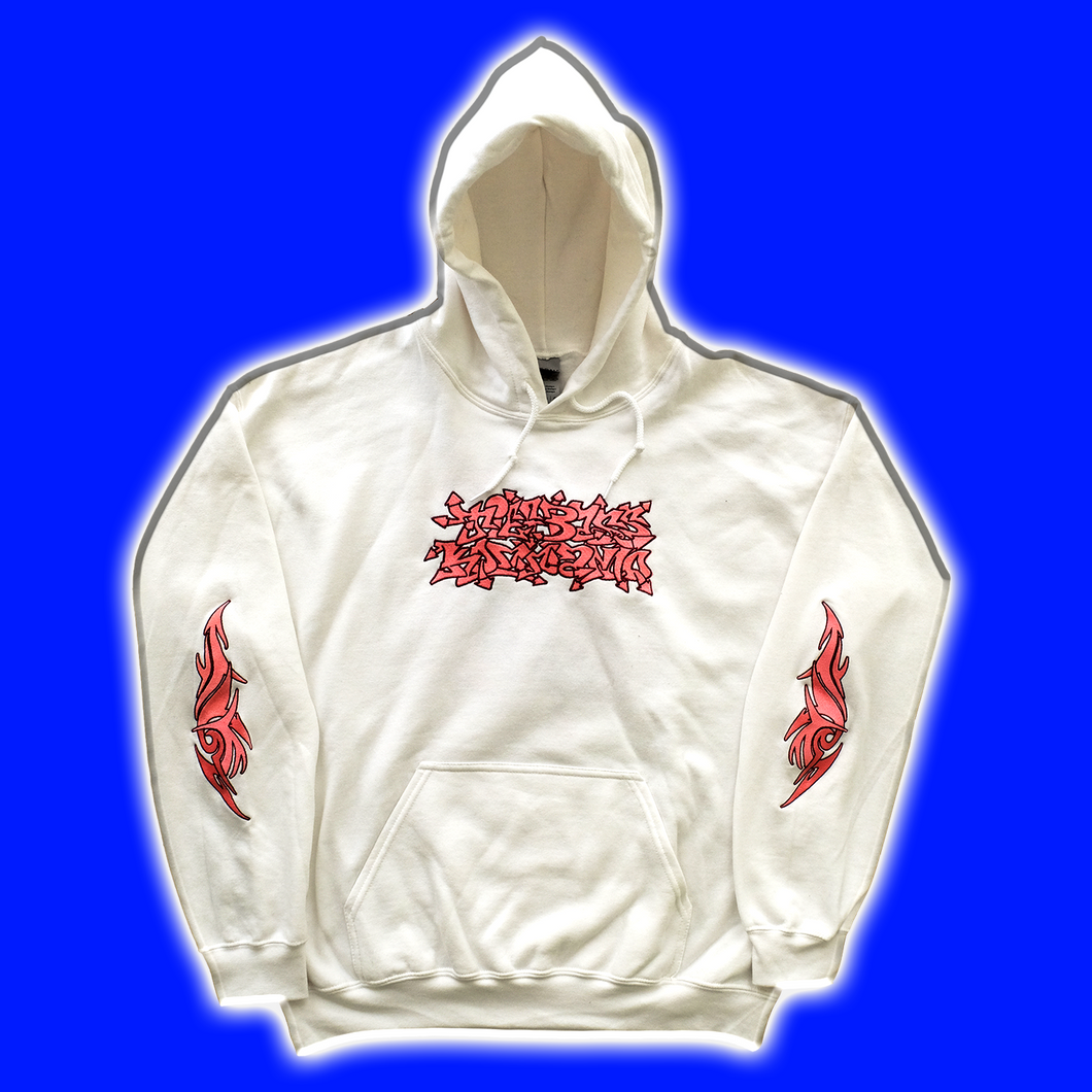 TBK DRAGON HOODIE - WHITE/GRAPEFRUIT