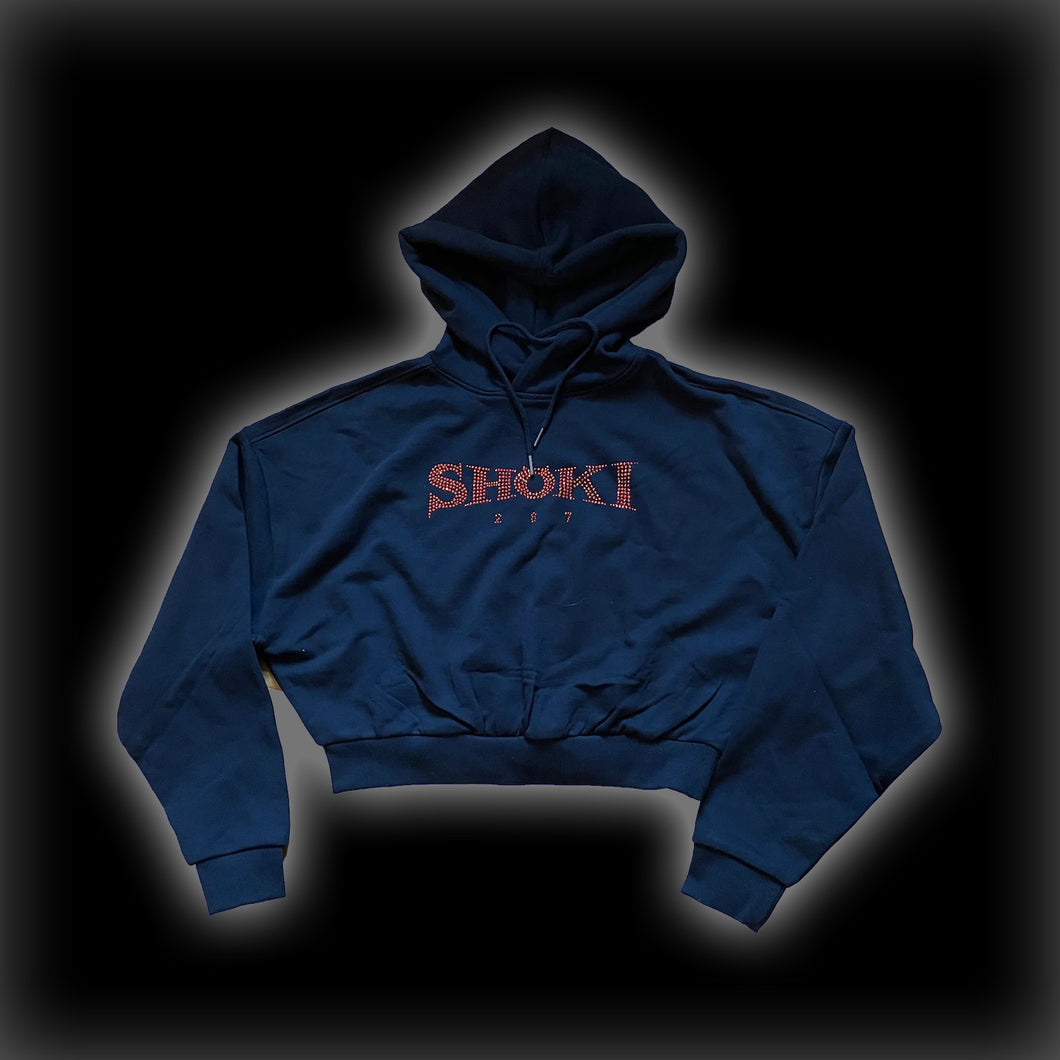 SHOKI CROPPED STRASS HOODIE ROT